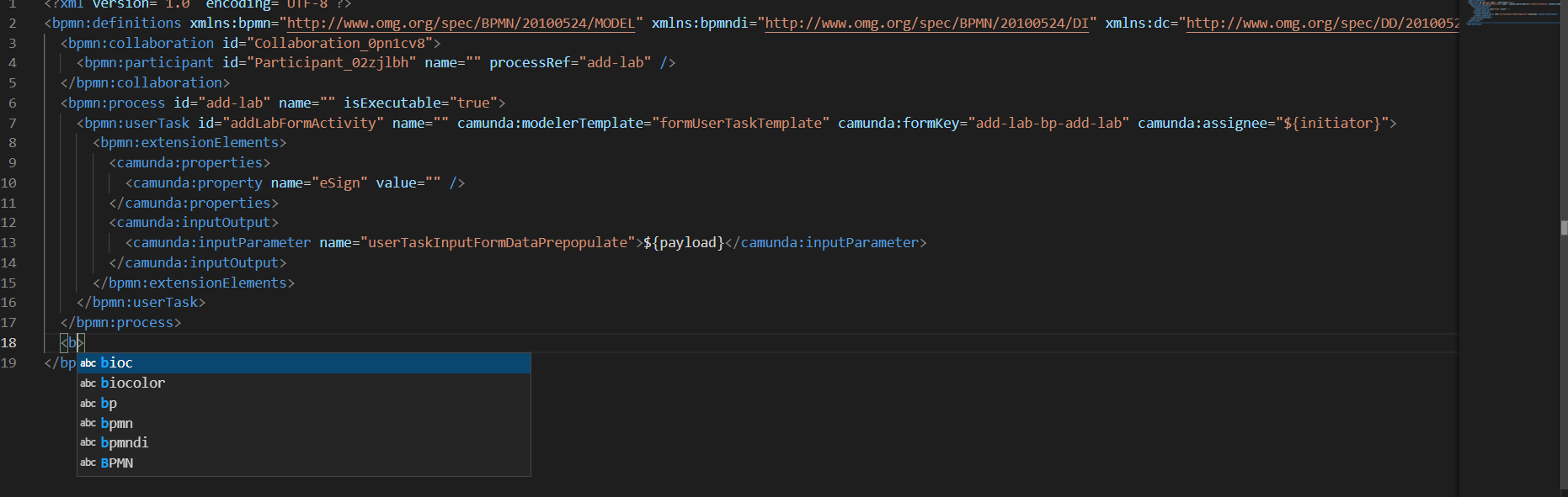 xml autocomplete